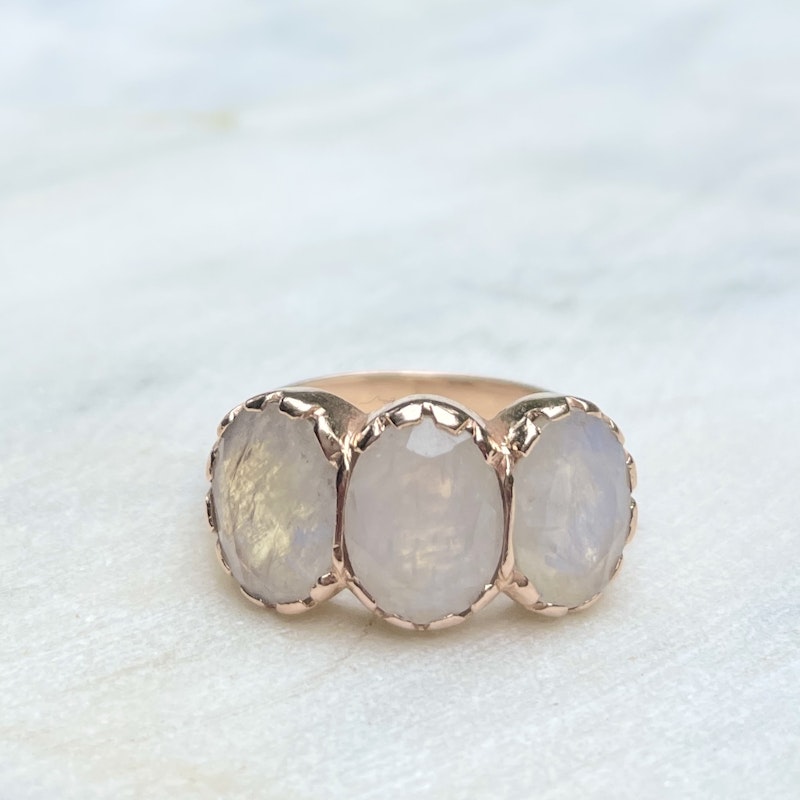 Arik Kastan 14k Rose Gold Triple Moonstone Ring