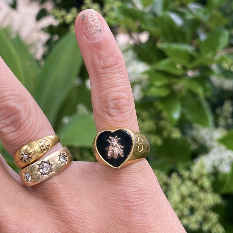 Dior Onyx Lucky Bee Signet Ring