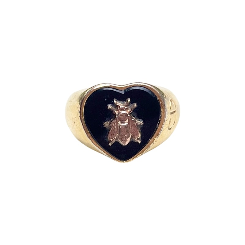 Dior Onyx Lucky Bee Signet Ring