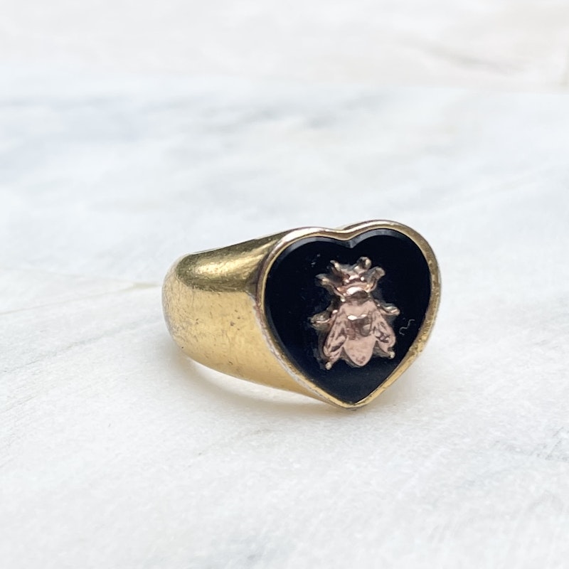 Dior Onyx Lucky Bee Signet Ring