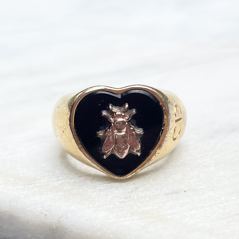 Dior Onyx Lucky Bee Signet Ring