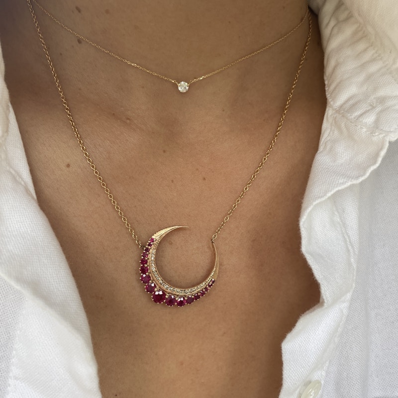 18k Yellow Gold Floating Diamond Solitaire Necklace