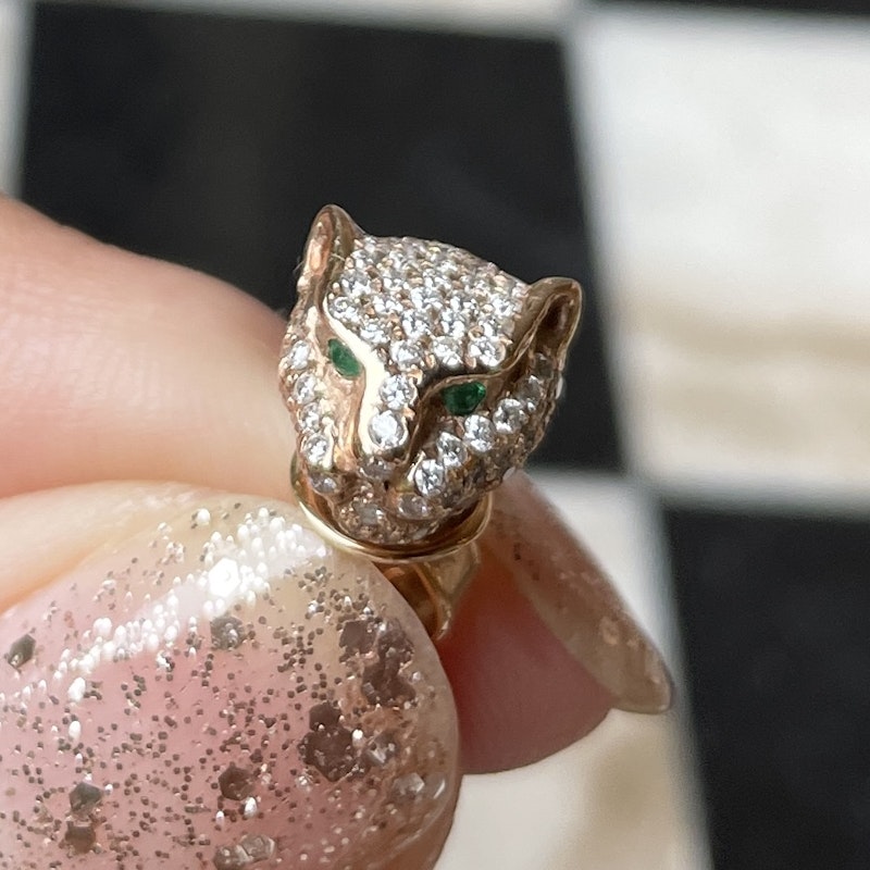 Anita Ko 18k Rose Gold Diamond & Tsavorite Panther Studs