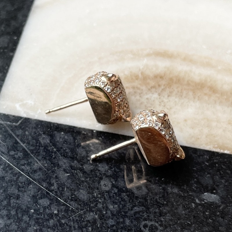 Anita Ko 18k Rose Gold Diamond & Tsavorite Panther Studs