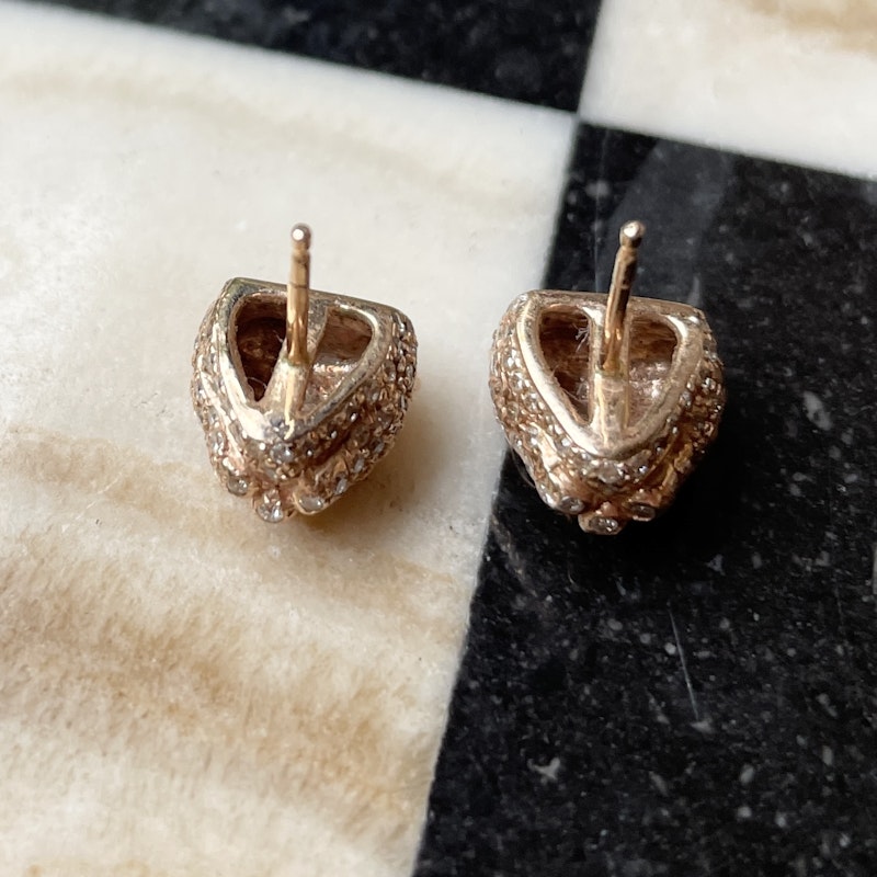 Anita Ko 18k Rose Gold Diamond & Tsavorite Panther Studs
