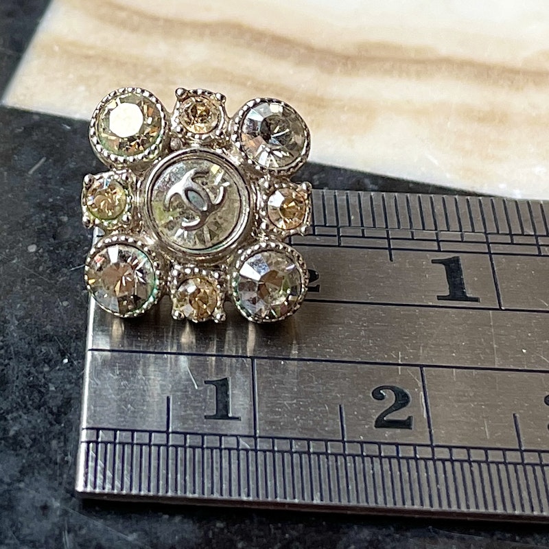 Chanel Crystal Square Cluster Earrings