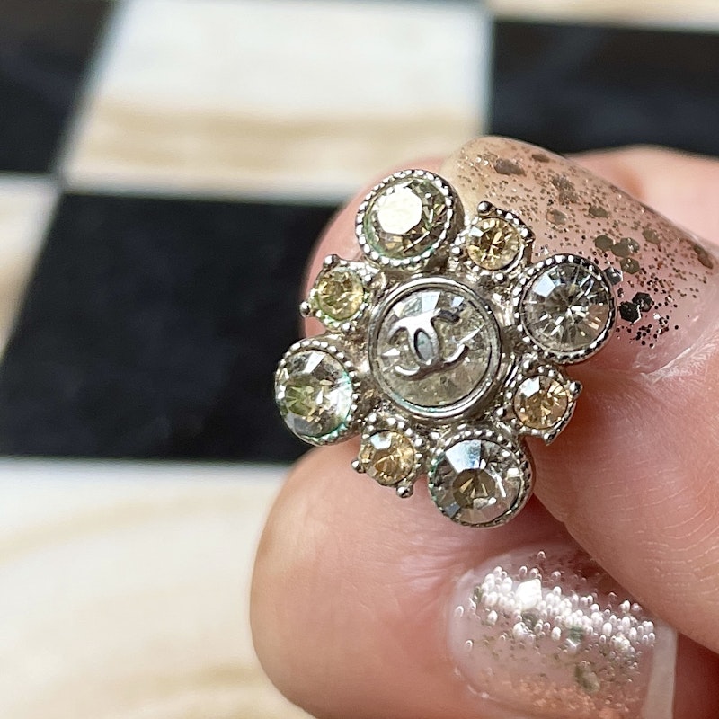 Chanel Crystal Square Cluster Earrings