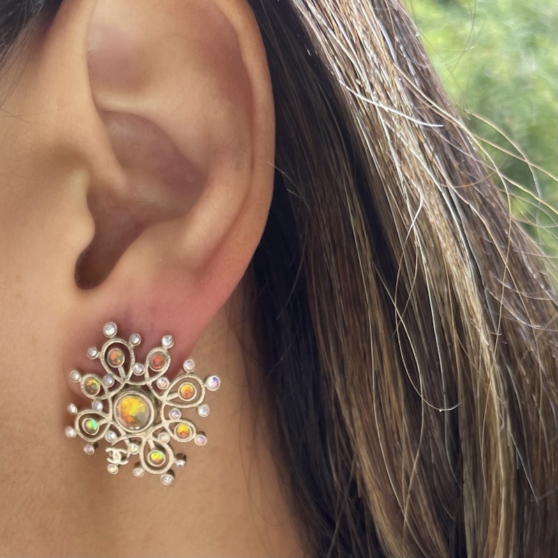 Chanel Iridescent Crystal Cluster Earrings