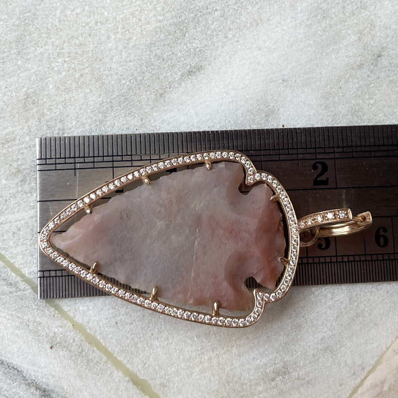 14k Rose Gold and Diamond Agate Arrowhead Earrings
