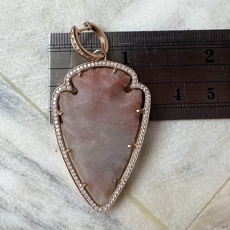 14k Rose Gold and Diamond Agate Arrowhead Earrings