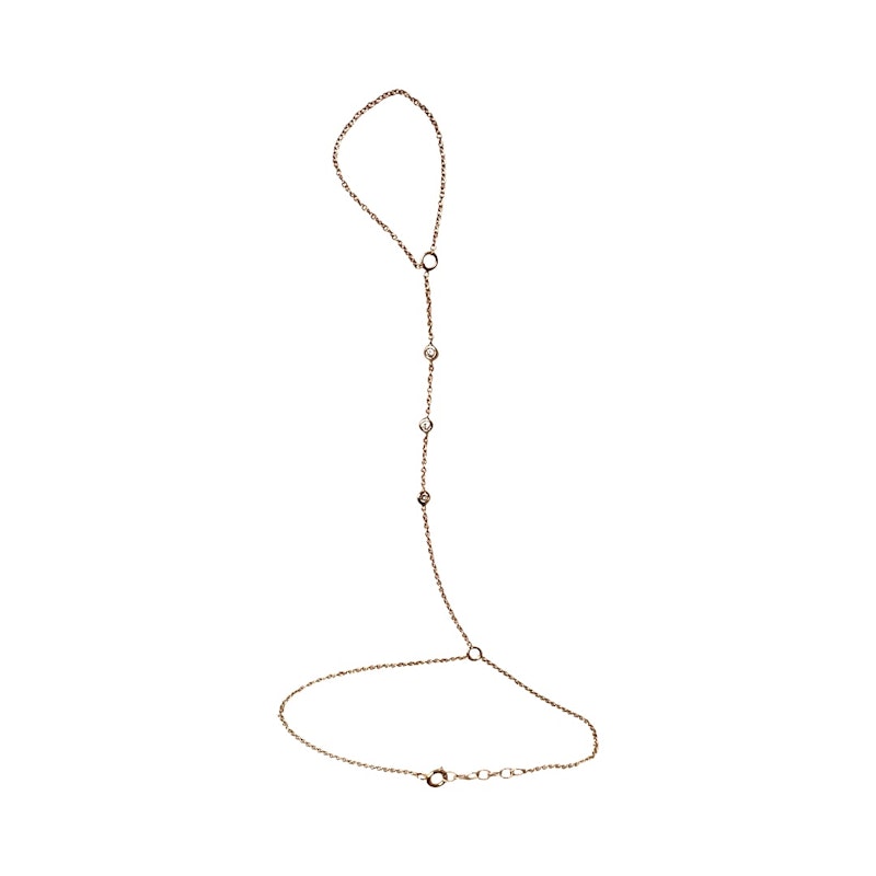 18k Rose Gold 3 Diamond Bezel Hand Chain