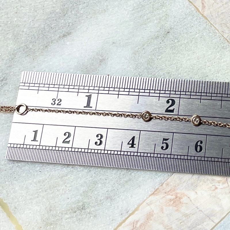 18k Rose Gold 3 Diamond Bezel Hand Chain