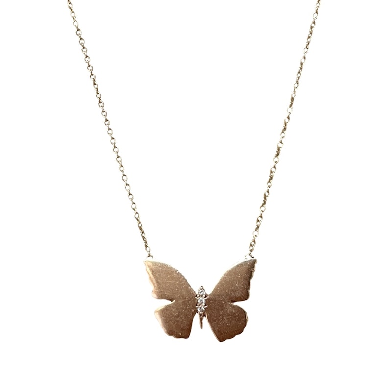 Alexa Leigh 14k Yellow Gold Humming Bird Butterfly Necklace