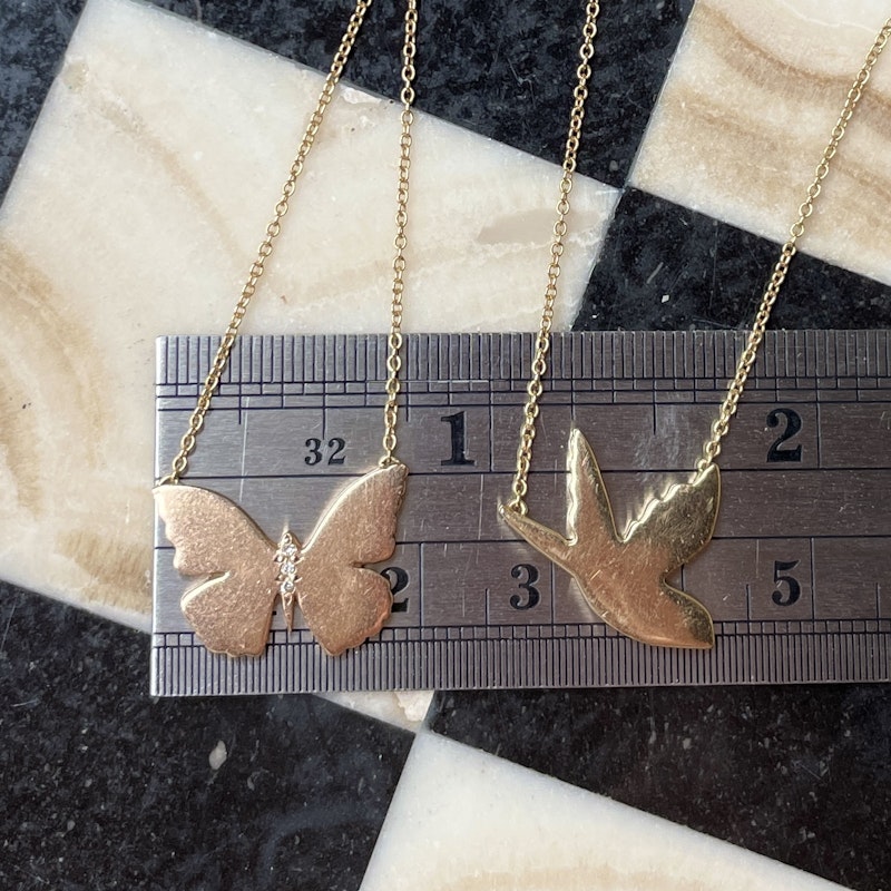 Alexa Leigh 14k Yellow Gold Humming Bird Butterfly Necklace