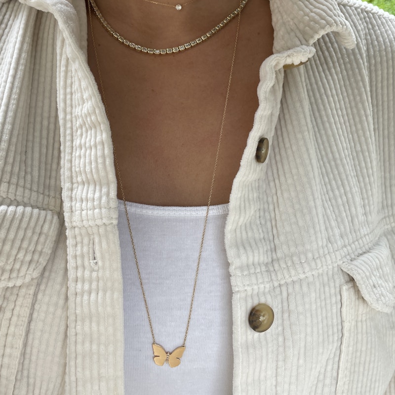 Alexa Leigh 14k Yellow Gold Humming Bird Butterfly Necklace