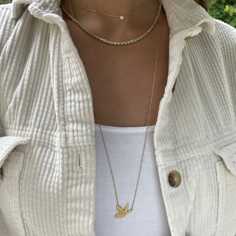 Alexa Leigh 14k Yellow Gold Humming Bird Butterfly Necklace