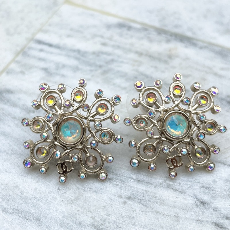Chanel Iridescent Crystal Cluster Earrings