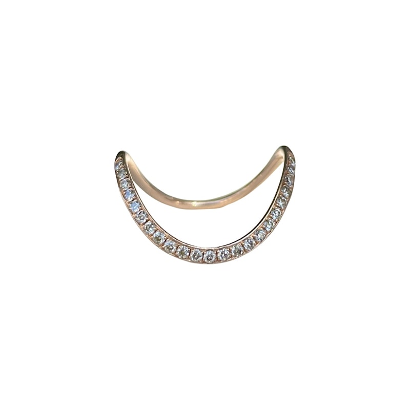 14k Rose Gold Curved Páve Diamond Ring