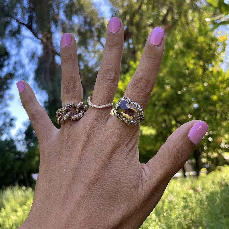 14k Rose Gold Curved Páve Diamond Ring