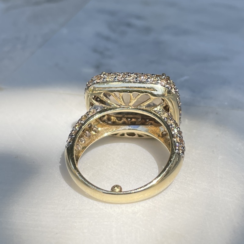 14k Yellow Gold Chocolate Diamond&Smokey Topaz Cocktail Ring
