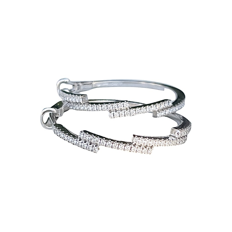 Damiani 18k White Gold Diamond Bypass Hoop Earrings