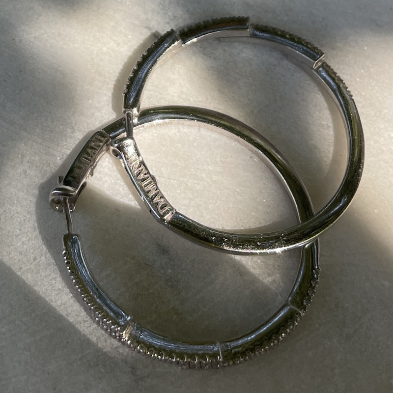 Damiani 18k White Gold Diamond Bypass Hoop Earrings