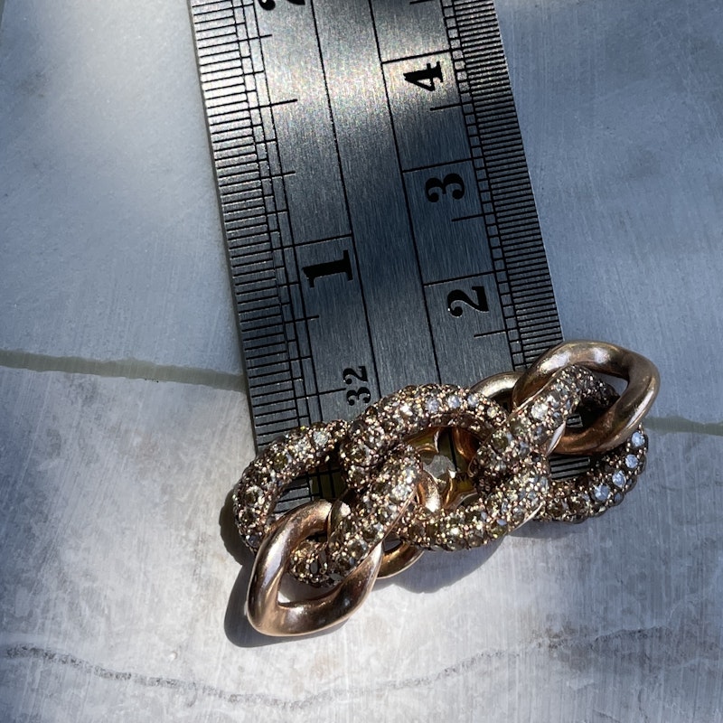 14k Rose Gold Chocolate Diamond Curb Chain Link Ring