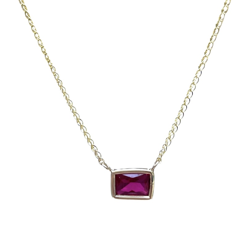 14k Yellow Gold Garnet Necklace