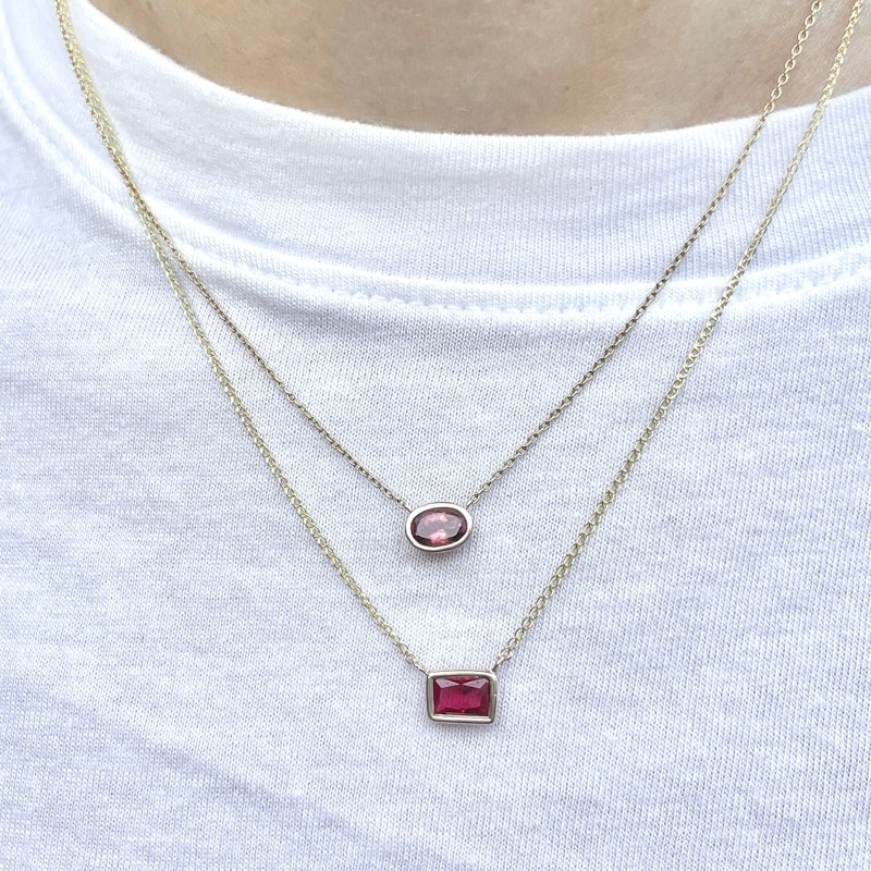 14k Yellow Gold Garnet Necklace