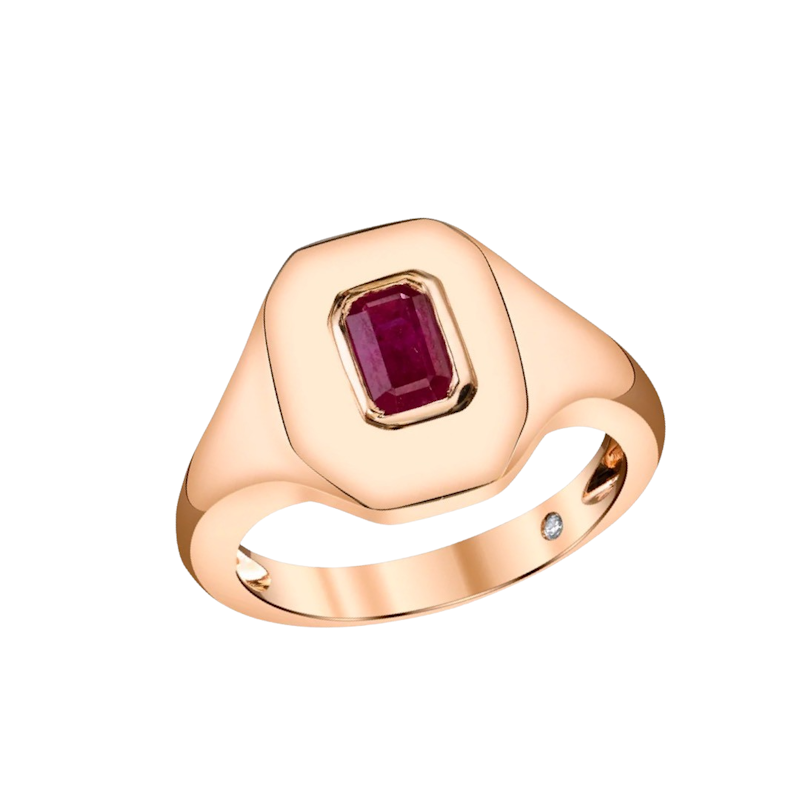 Shay Jewelry 18k Rose Gold Ruby Baguette Ring
