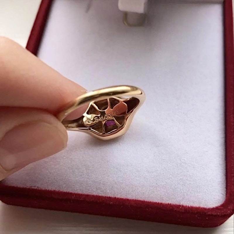 Shay Jewelry 18k Rose Gold Ruby Baguette Ring