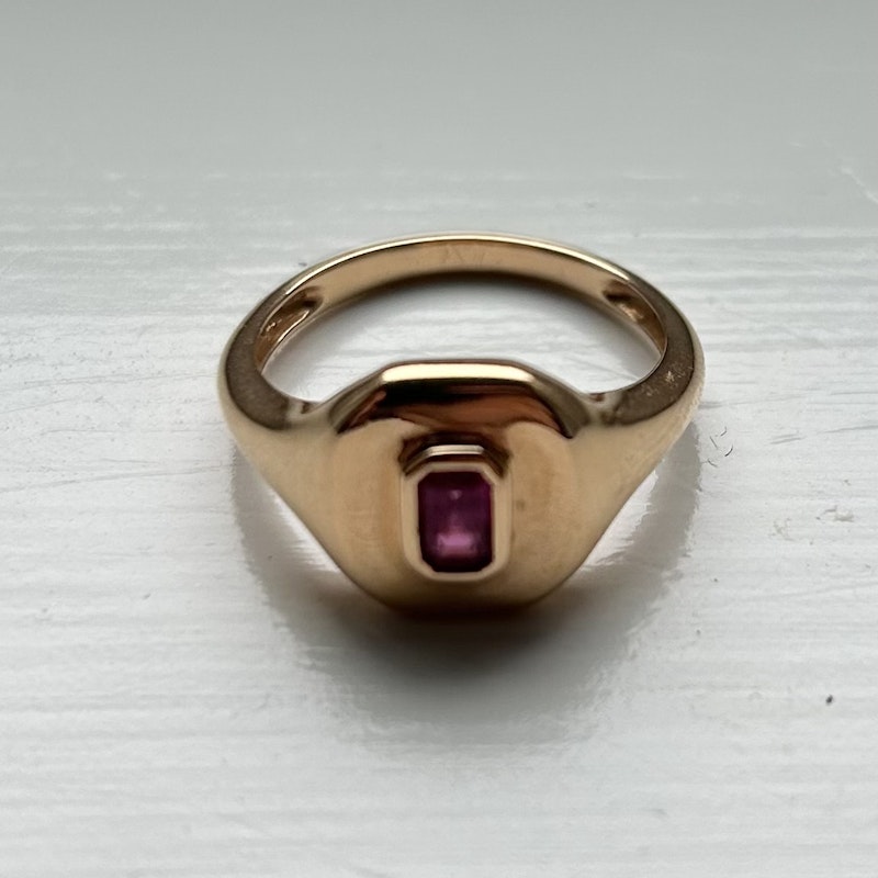Shay Jewelry 18k Rose Gold Ruby Baguette Ring