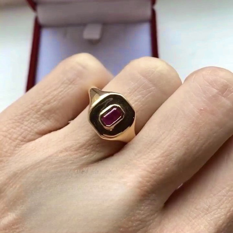 Shay Jewelry 18k Rose Gold Ruby Baguette Ring