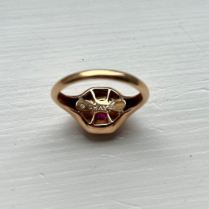 Shay Jewelry 18k Rose Gold Ruby Baguette Ring