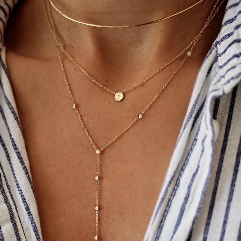 14k Solid Rose Gold Wire Choker Necklace