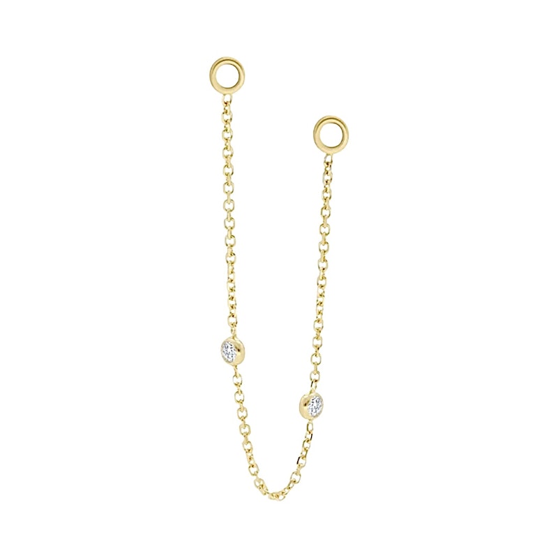 Idyl 14k Yellow Gold Apollo Bezel Diamonds Earring Chain
