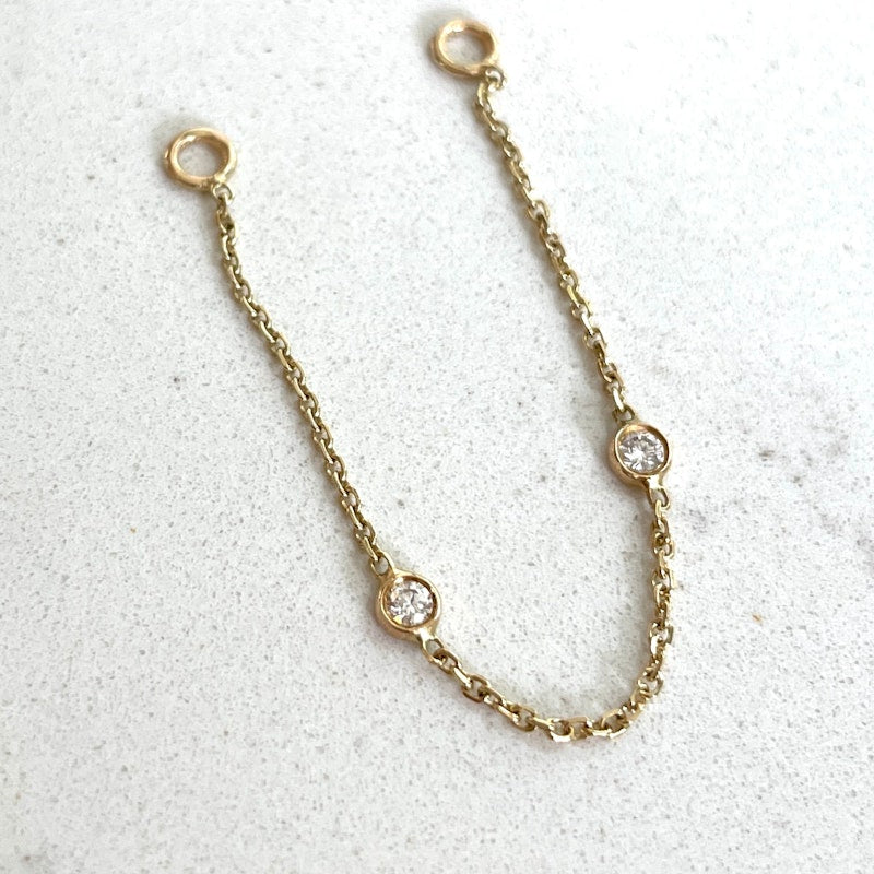 Idyl 14k Yellow Gold Apollo Bezel Diamonds Earring Chain