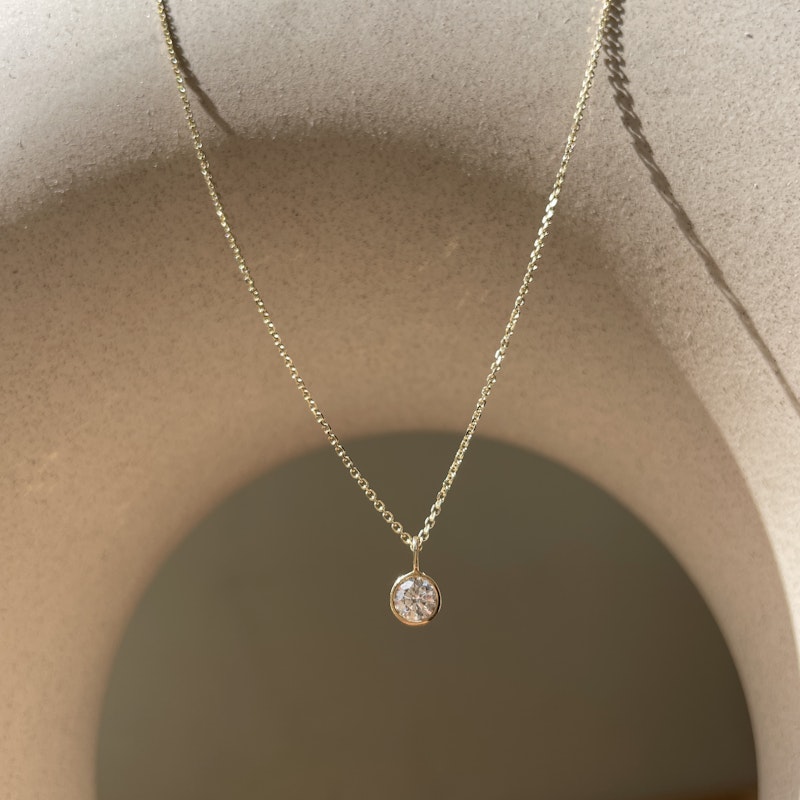 Idyl 14k Yellow Gold Solo V Diamond Bezel Charm