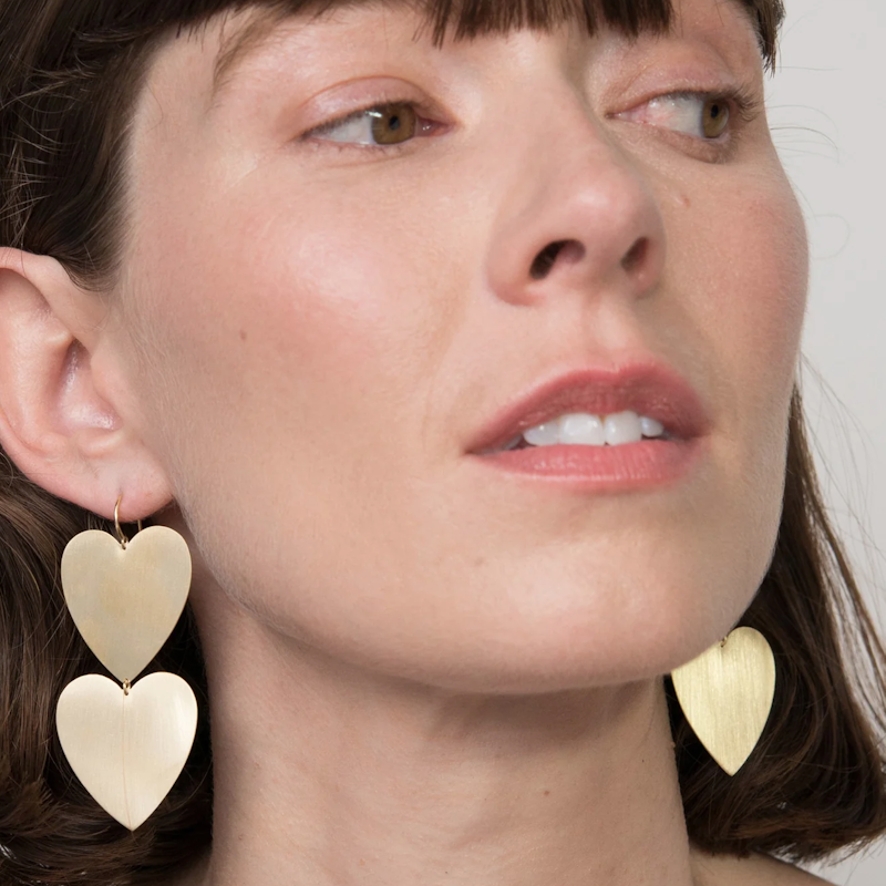 Irene Neuwirth 18k Yellow Gold Classic Double Love Earrings