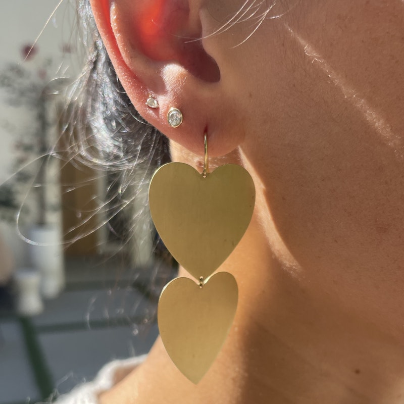 Irene Neuwirth 18k Yellow Gold Classic Double Love Earrings