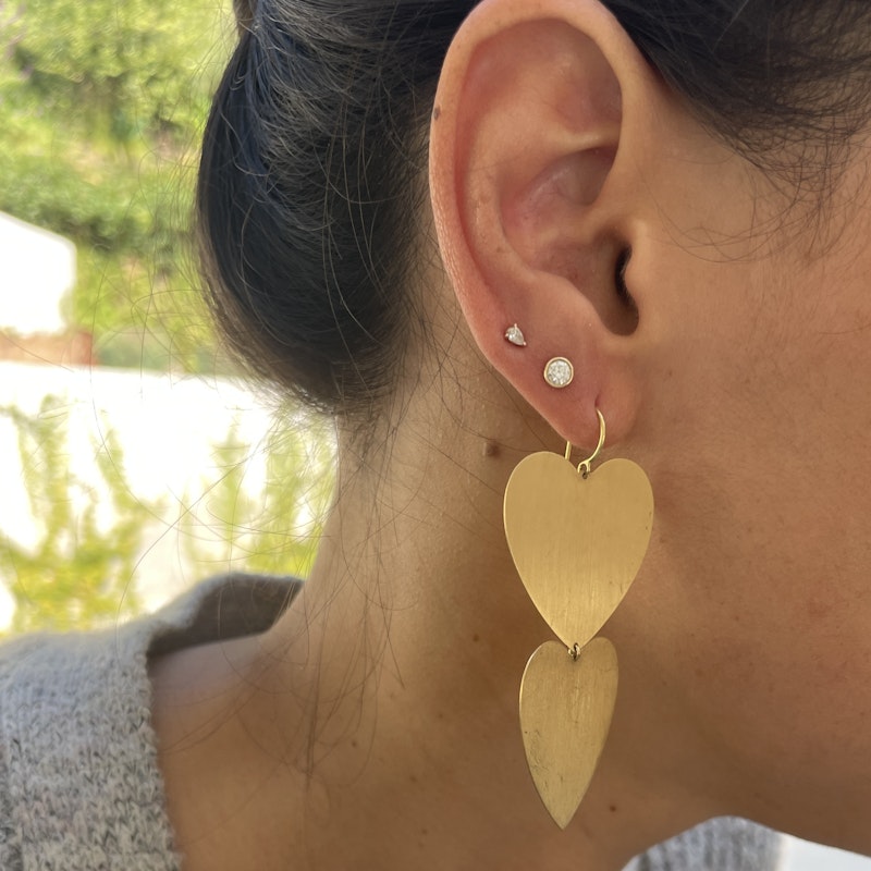 Irene Neuwirth 18k Yellow Gold Classic Double Love Earrings