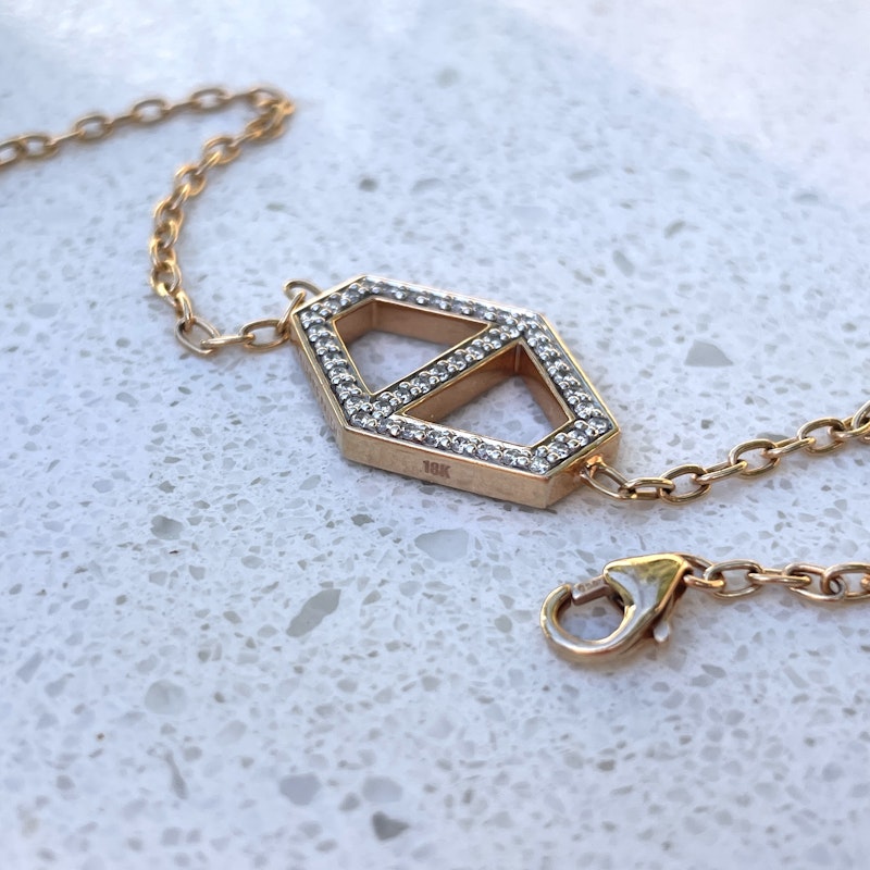 Walters Faith Keynes 18k Signature Diamond Hexagon Bracelet