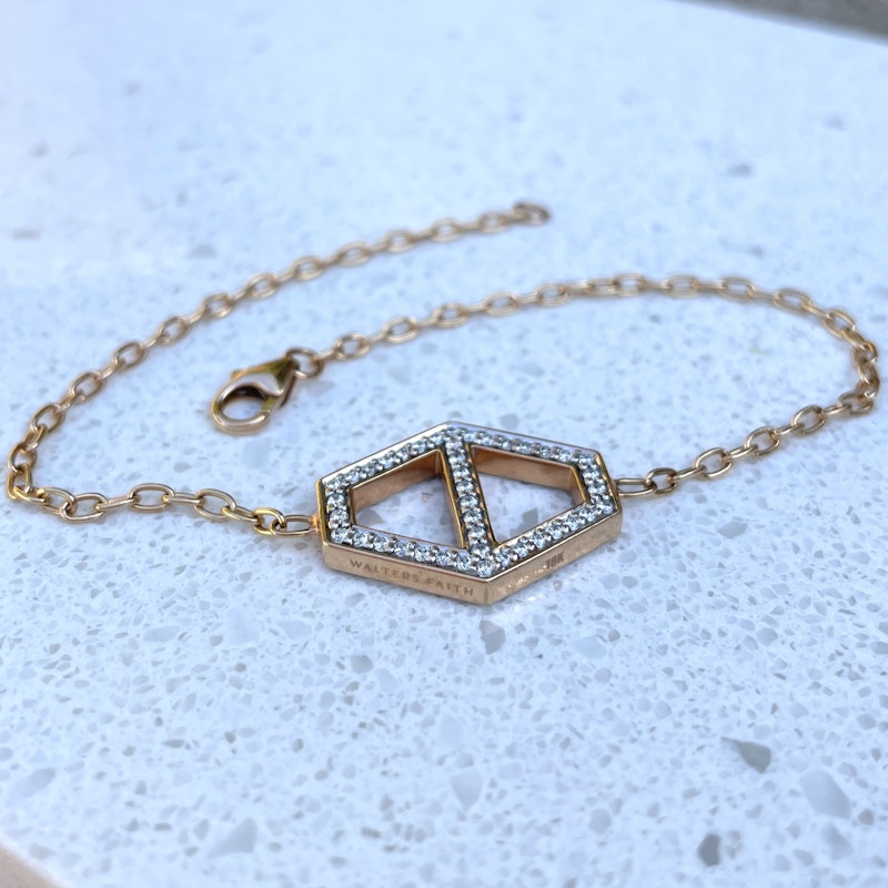 Walters Faith Keynes 18k Signature Diamond Hexagon Bracelet
