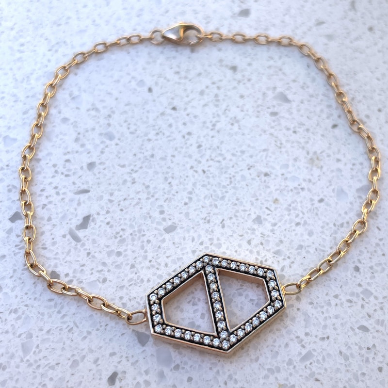 Walters Faith Keynes 18k Signature Diamond Hexagon Bracelet