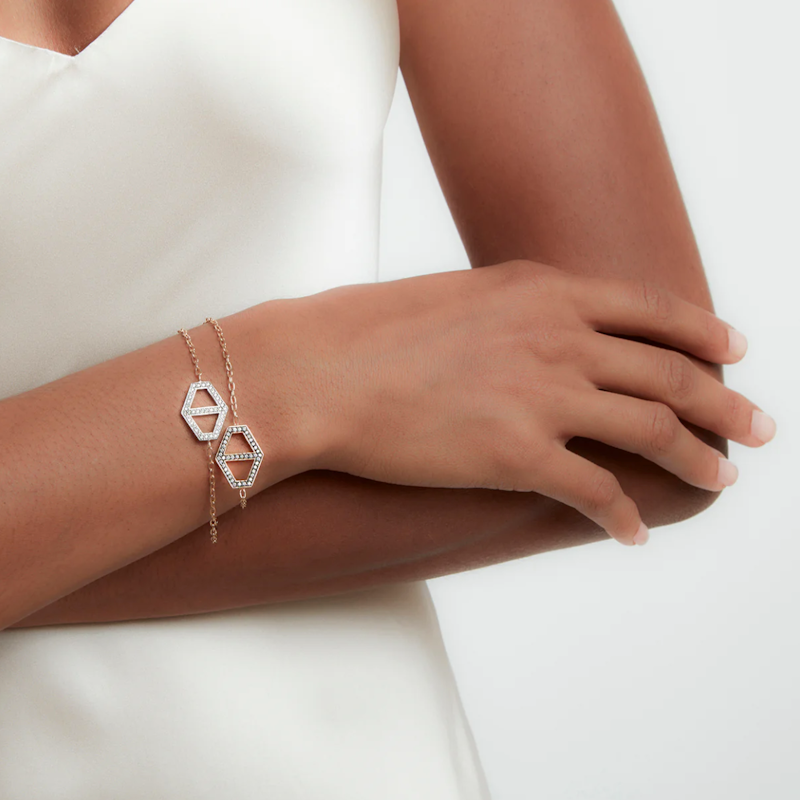 Walters Faith Keynes 18k Signature Diamond Hexagon Bracelet