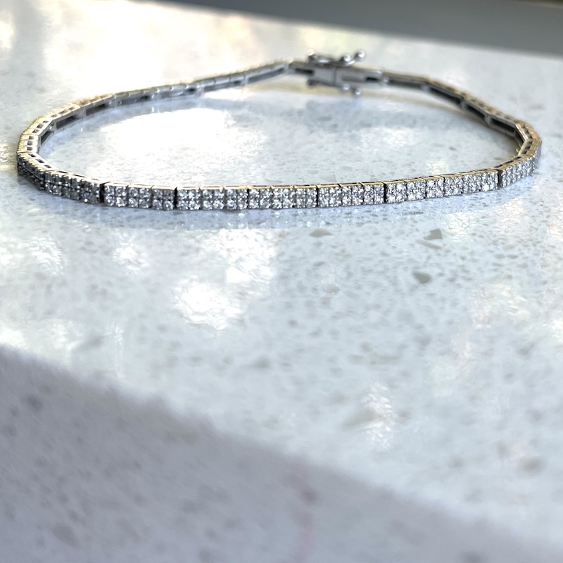 EF Collection Double Diamond Row Eternity Tennis Bracelet