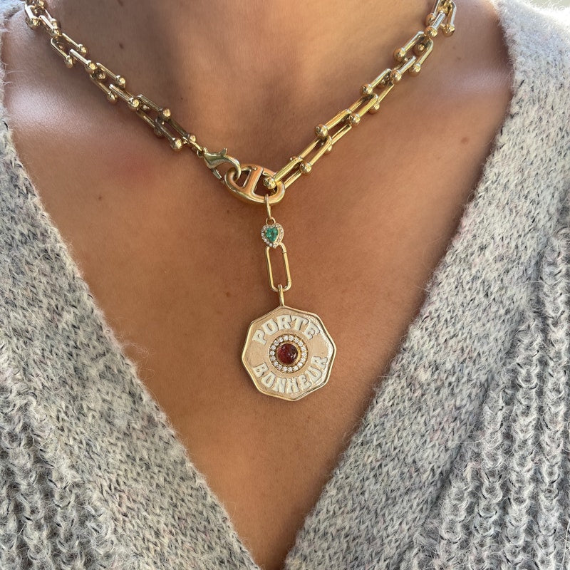 Marlo Laz Large Porte Bonheur Pink Tourmaline Charm