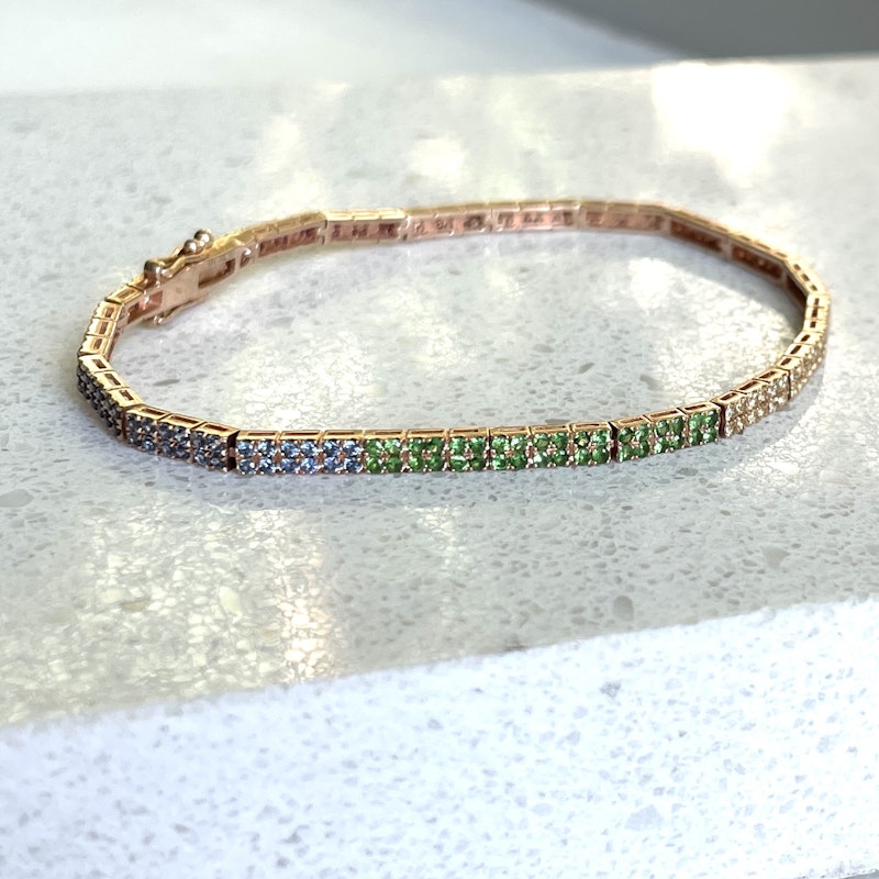 EF Collection Double Rainbow Row Eternity Tennis Bracelet
