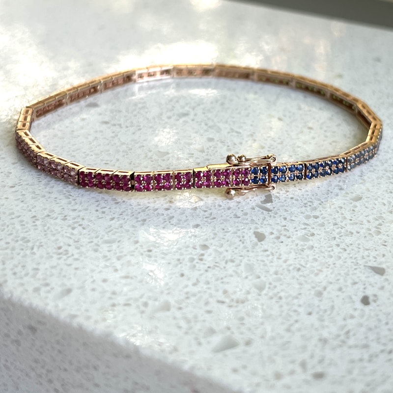 EF Collection Double Rainbow Row Eternity Tennis Bracelet