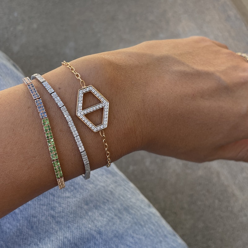EF Collection Double Rainbow Row Eternity Tennis Bracelet